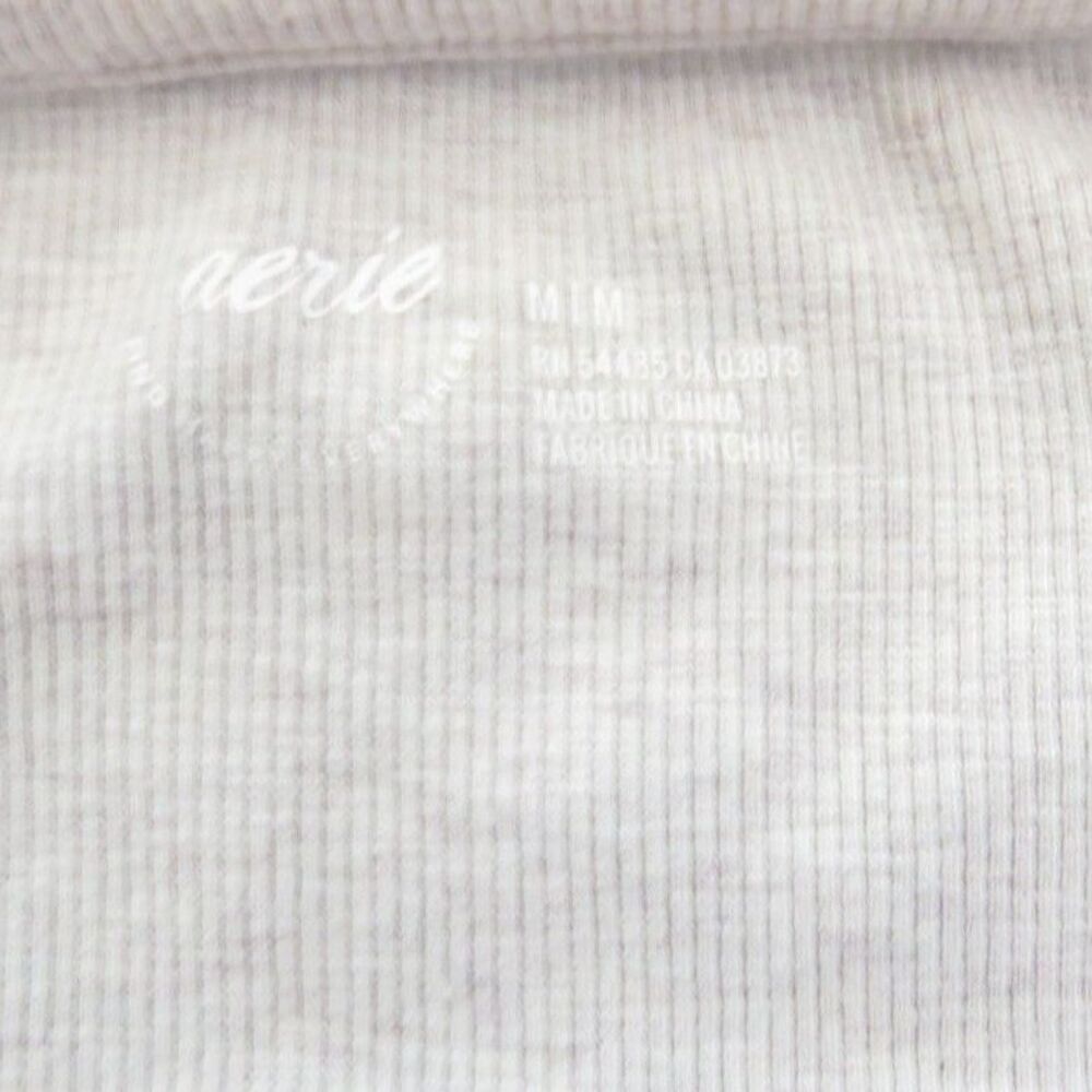 Aerie Women's Ribbed Long Sleeve Bodysuit Coquette/Minimalist Oatmeal M EUC - Picture 8 of 9